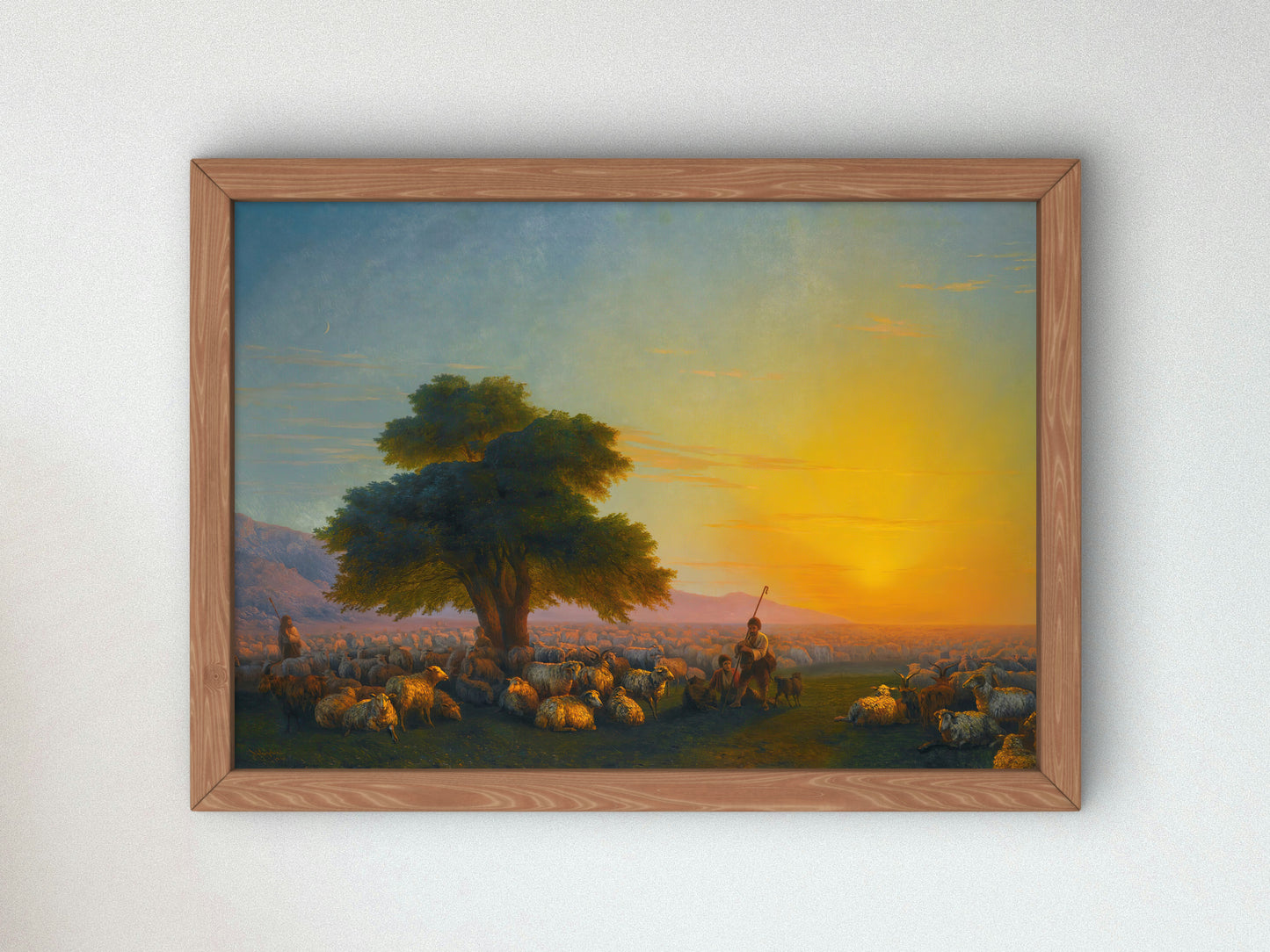 Shepherds with a Flock of Sheep by Ivan Konstantinovich Aivazovsky 1872, Wall Art Print, Fine Art Reproduction, Museum Quality Decor, Poster