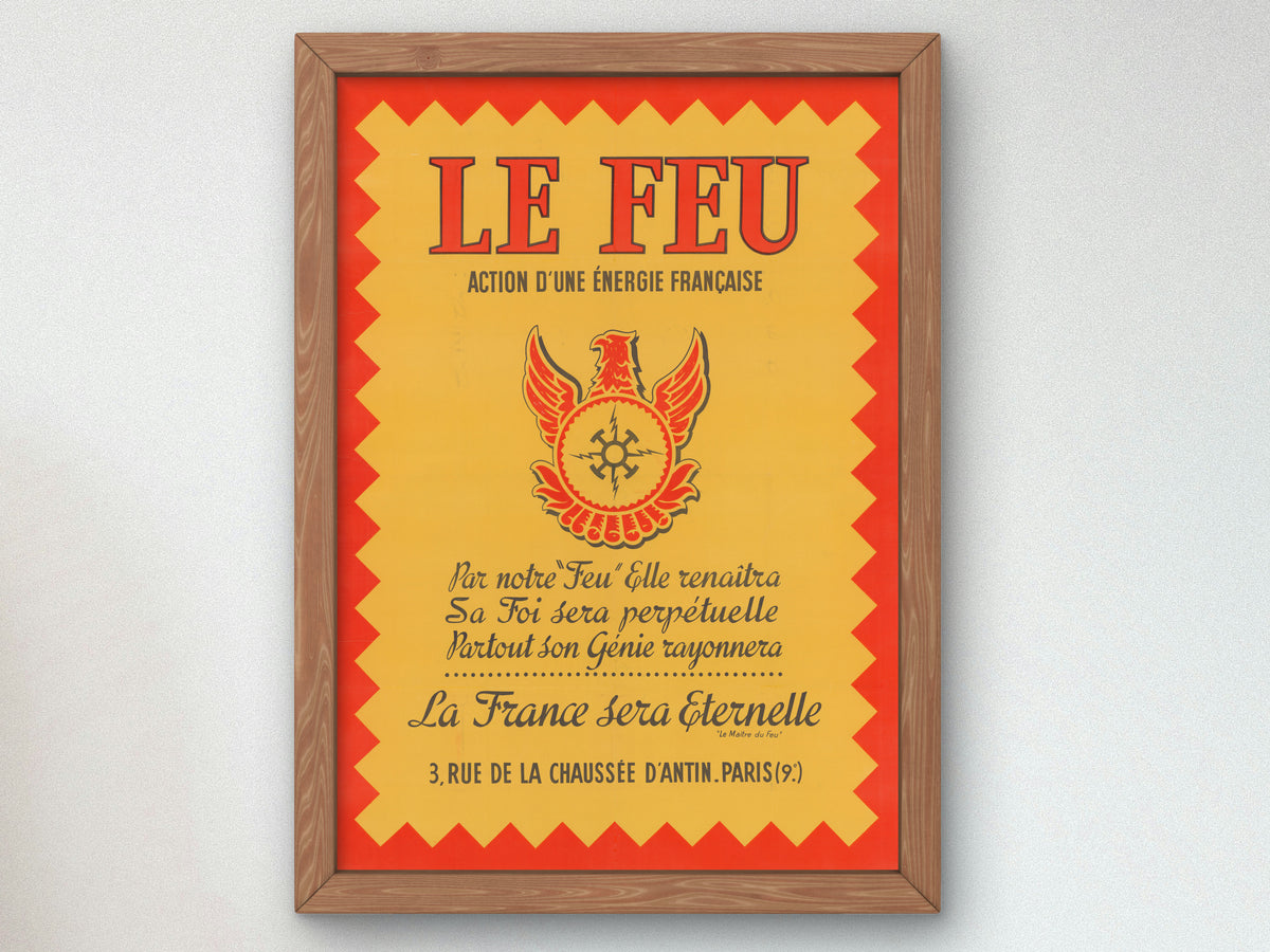 Le Feu by Unknown French Artist 1941, Wall Art Print, Fine Art Reproduction, Museum Quality Decor, Poster