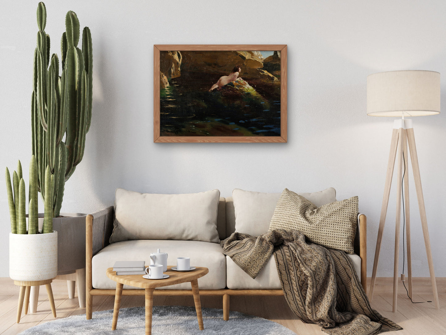 Nymph on a Rock by Feliks Michał Wygrzywalski, Wall Art Print, Fine Art Reproduction, Museum Quality Decor, Poster