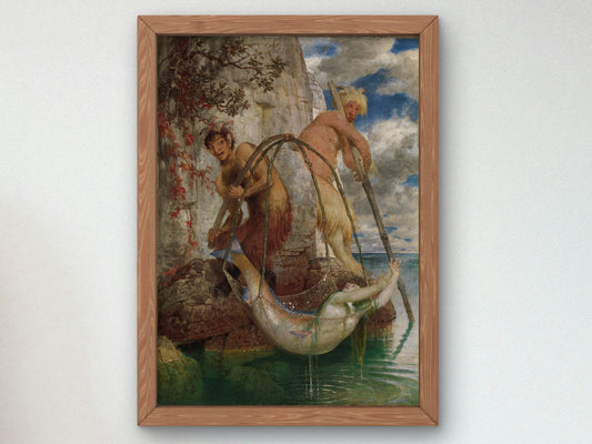 Two Fishing Pans by Arnold Böcklin 1874, Wall Art Print, Fine Art Reproduction, Museum Quality Decor, Poster
