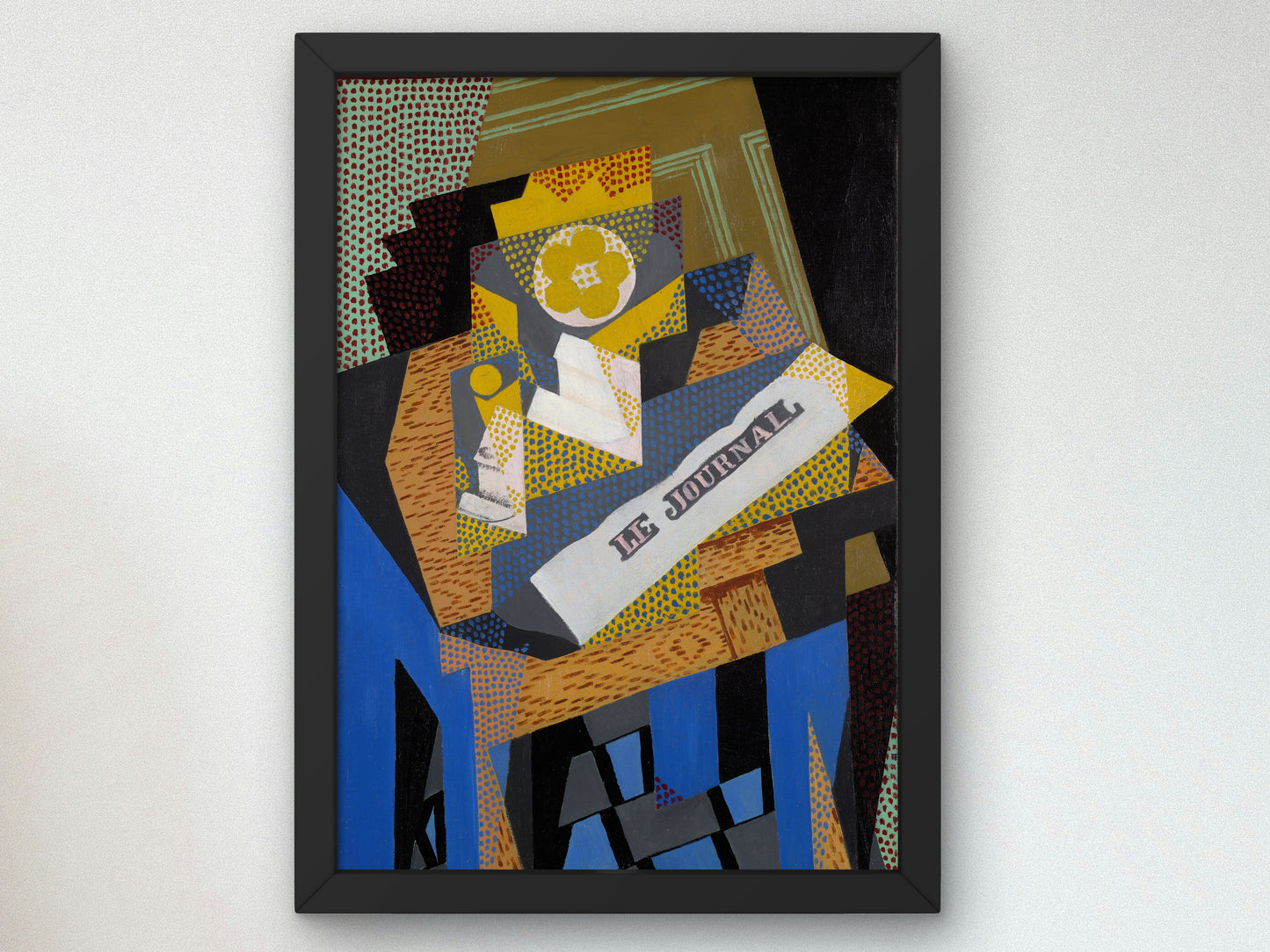 Newspaper and Fruit Dish by Juan Gris 1916, Wall Art Print, Fine Art Reproduction, Museum Quality Decor, Poster