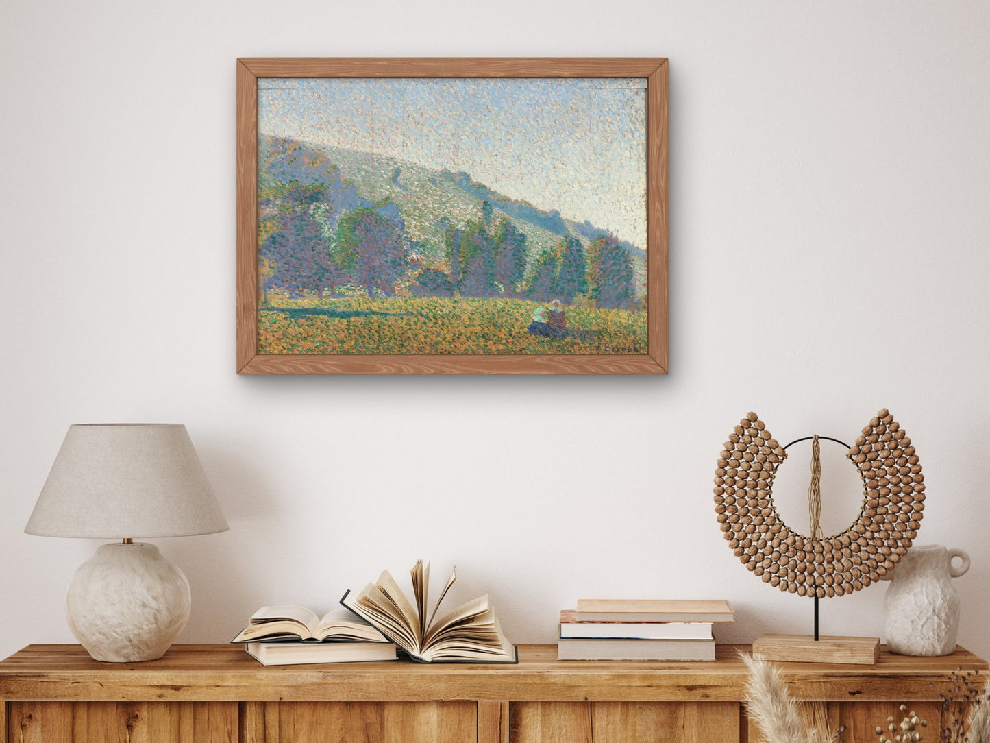 Two Breton Women in a Meadow by Émile Bernard 1886, Wall Art Print, Fine Art Reproduction, Museum Quality Decor, Poster