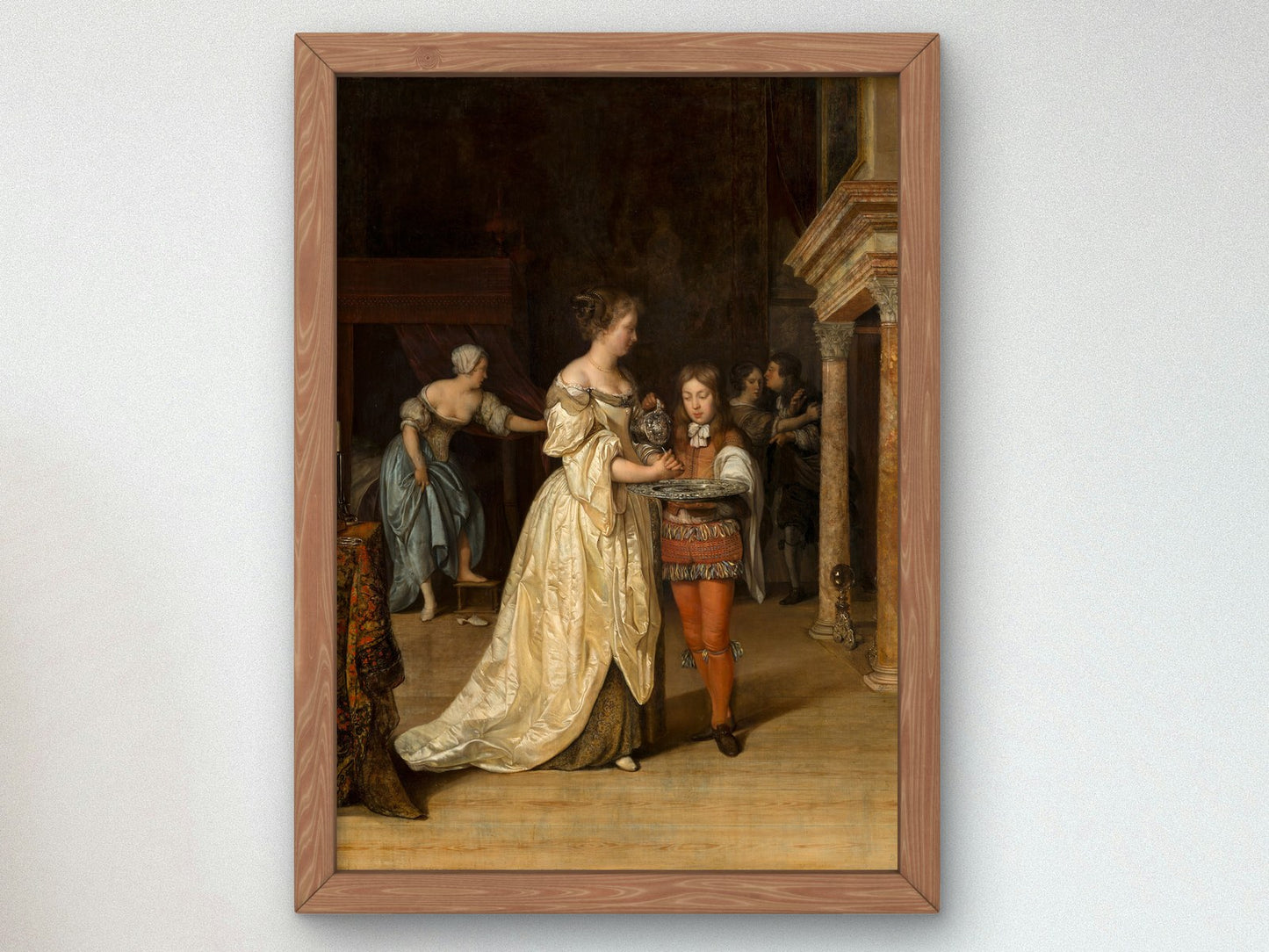 Interior with a Woman Washing her Hands by Eglon van der Neer 1675, Wall Art Print, Fine Art Reproduction, Museum Quality Decor, Poster