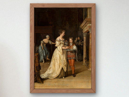 Interior with a Woman Washing her Hands by Eglon van der Neer 1675, Wall Art Print, Fine Art Reproduction, Museum Quality Decor, Poster