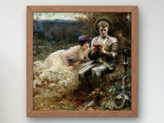 Arthur Percival with the Grail Cup by Arthur Hacker, Wall Art Print, Fine Art Reproduction, Museum Quality Decor, Poster