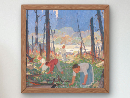 Picking Blueberries by Clarence Gagnon 1928, Wall Art Print, Fine Art Reproduction, Museum Quality Decor, Poster