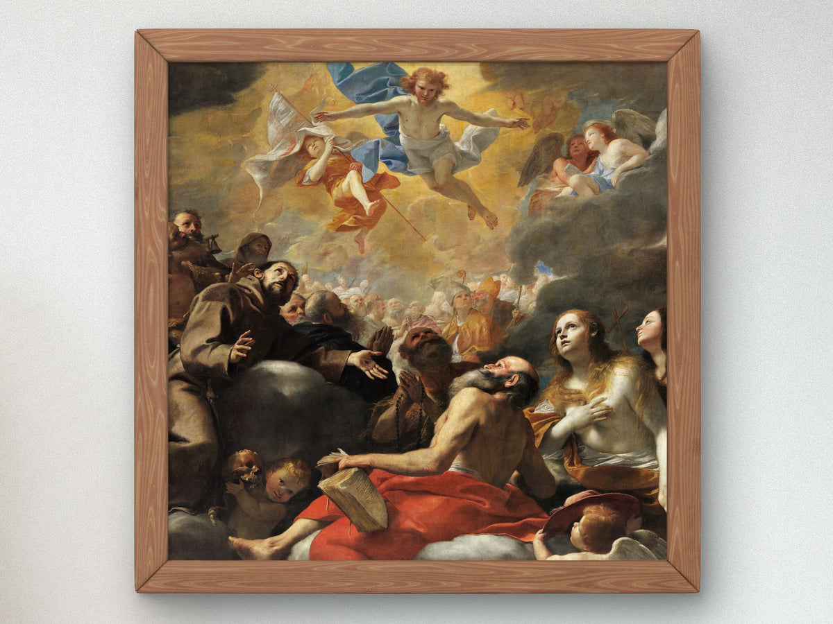Christ in Glory with Saints by Mattia Preti, Wall Art Print, Fine Art Reproduction, Museum Quality Decor, Poster