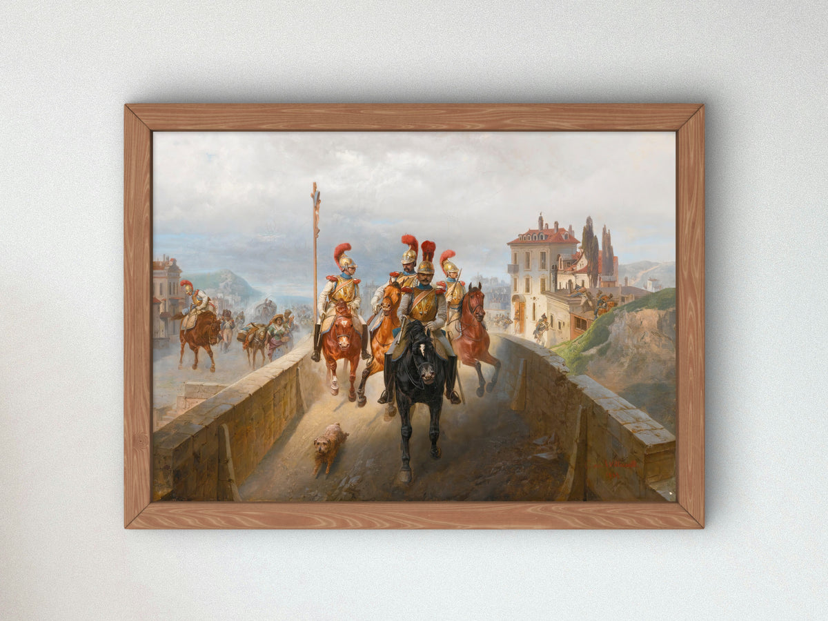 Napoleonic Troops by Bogdan Pavlovich Villevalde 1884, Wall Art Print, Fine Art Reproduction, Museum Quality Decor, Poster