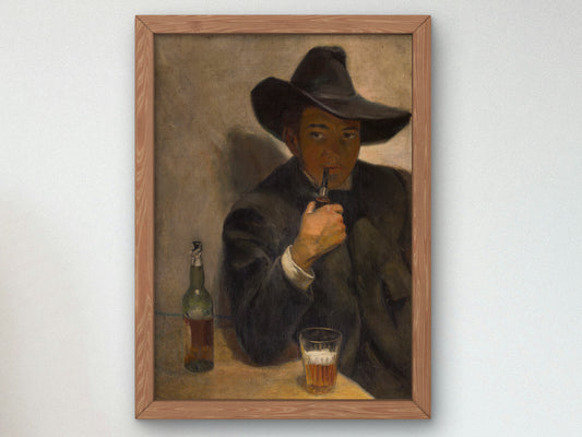 Self Portrait with Broad Brimmed Hat by Diego Rivera 1907, Wall Art Print, Fine Art Reproduction, Museum Quality Decor, Poster