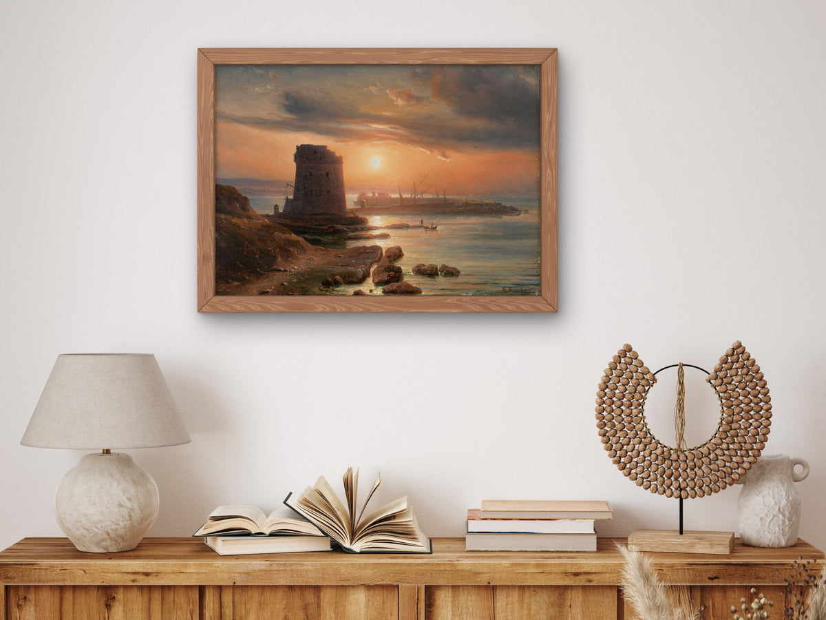 The Harbour in Agrigento by Thomas Fearnley 1839, Wall Art Print, Fine Art Reproduction, Museum Quality Decor, Poster
