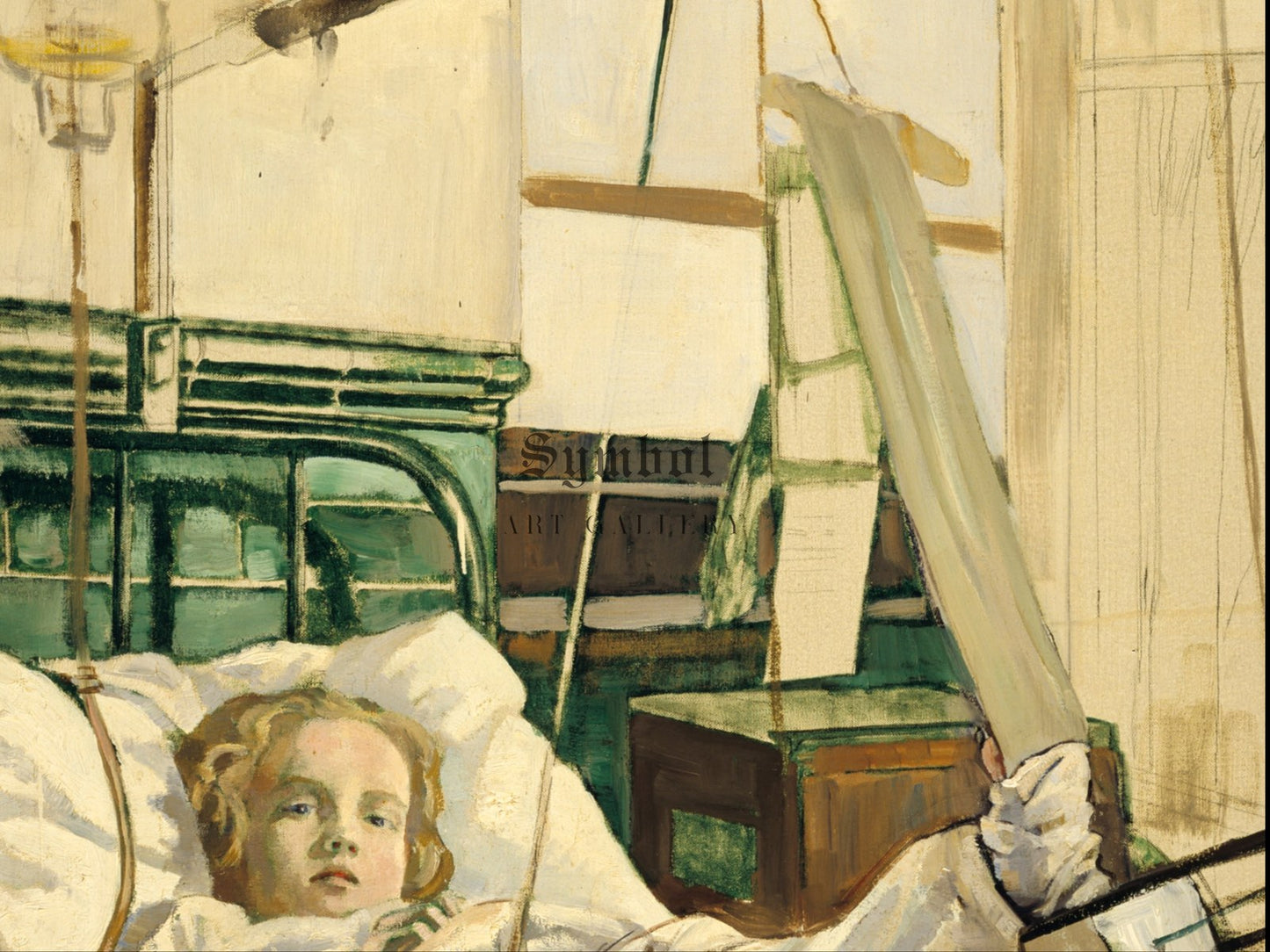 A Child Bomb Victim Receiving Penicillin Treatment by Ethel Gabain 1944, Wall Art Print, Fine Art Reproduction, Museum Quality Decor, Poster
