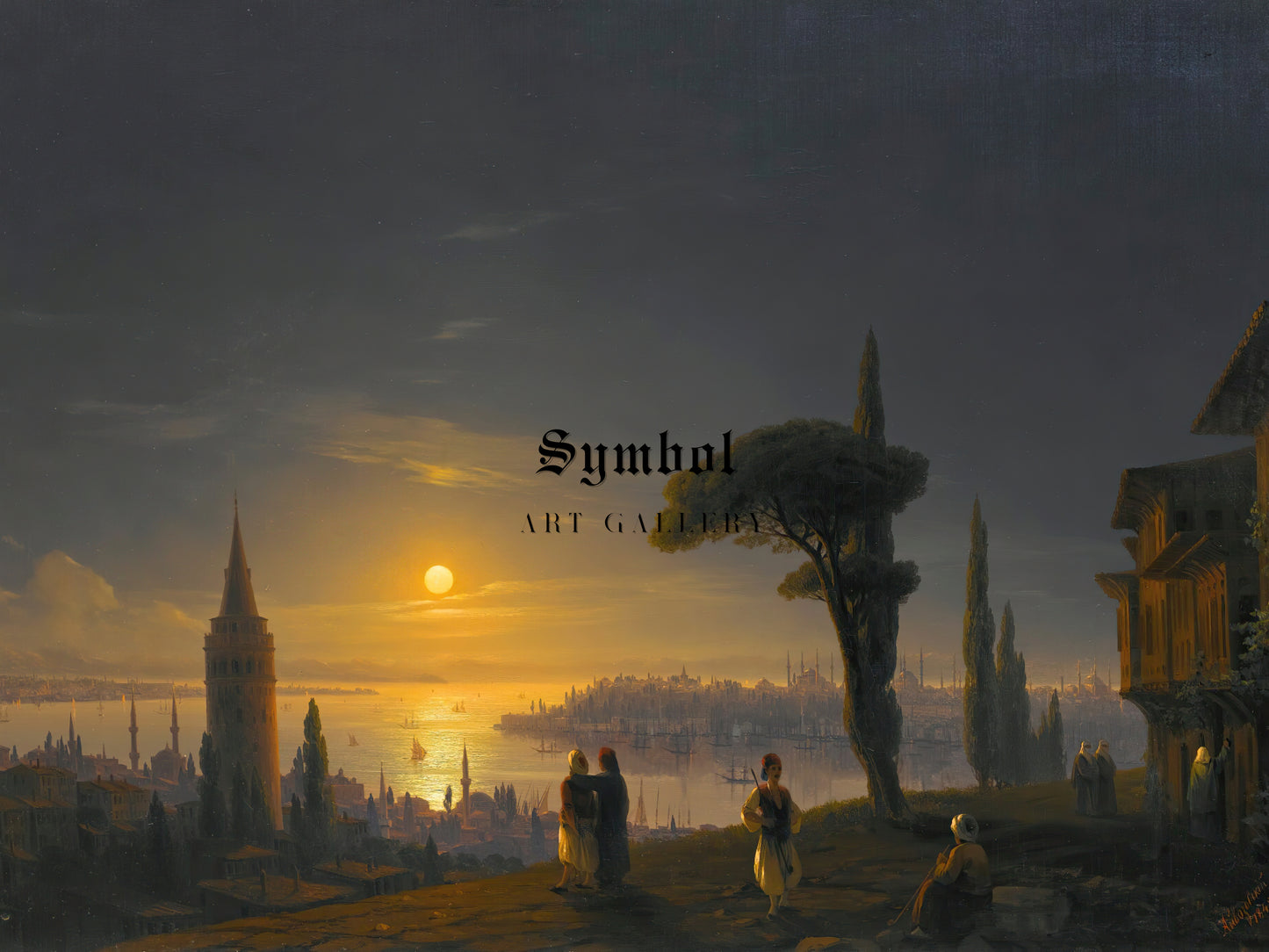 The Galata Tower By Moonlight by Ivan Aivazovsky 1845, Wall Art Print, Fine Art Reproduction, Museum Quality Decor, Poster