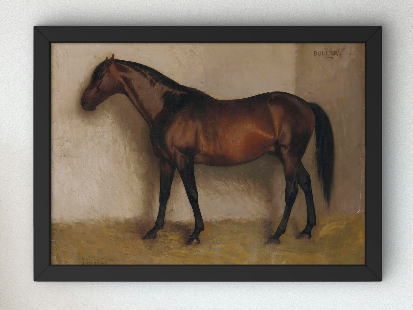 Dollar, a Bay Hunter in a Loose Box by Jean Léon Gérôme 1880, Wall Art Print, Fine Art Reproduction, Museum Quality Decor, Poster