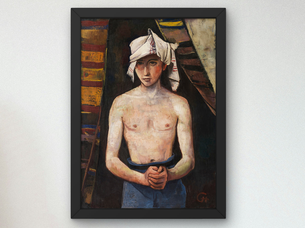 Young Man with Headscarf by Karl Hofer 1924, Wall Art Print, Fine Art Reproduction, Museum Quality Decor, Poster
