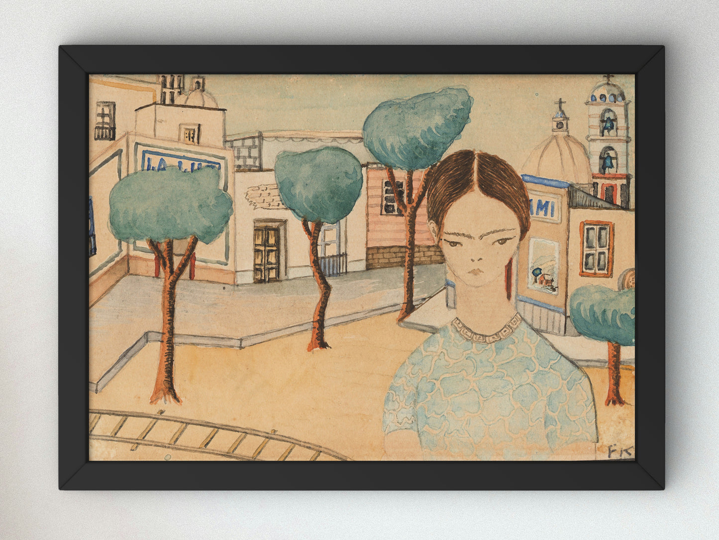 Frida Kahlo in Coyoacán by Frida Kahlo 1927, Wall Art Print, Fine Art Reproduction, Museum Quality Decor, Poster