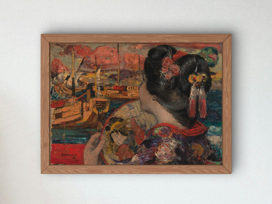 The Balcony Yokohama by Edward Atkinson Hornel 1894, Wall Art Print, Fine Art Reproduction, Museum Quality Decor, Poster