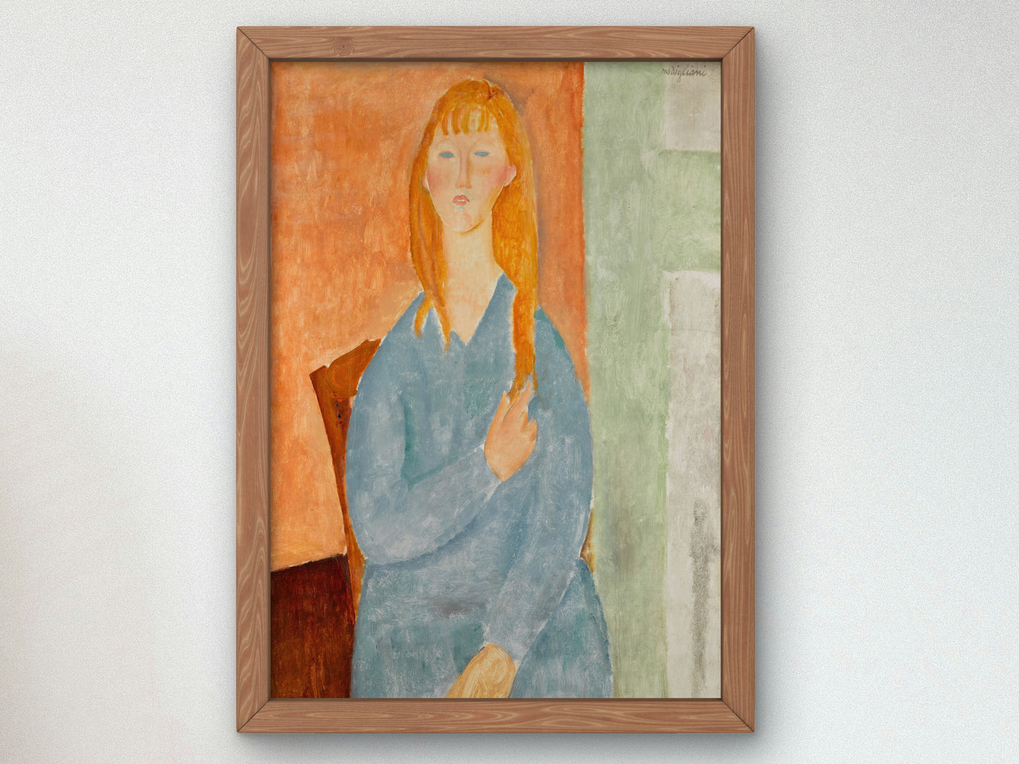 Young Girl in Blue by Amedeo Modigliani 1919, Wall Art Print, Fine Art Reproduction, Museum Quality Decor, Poster