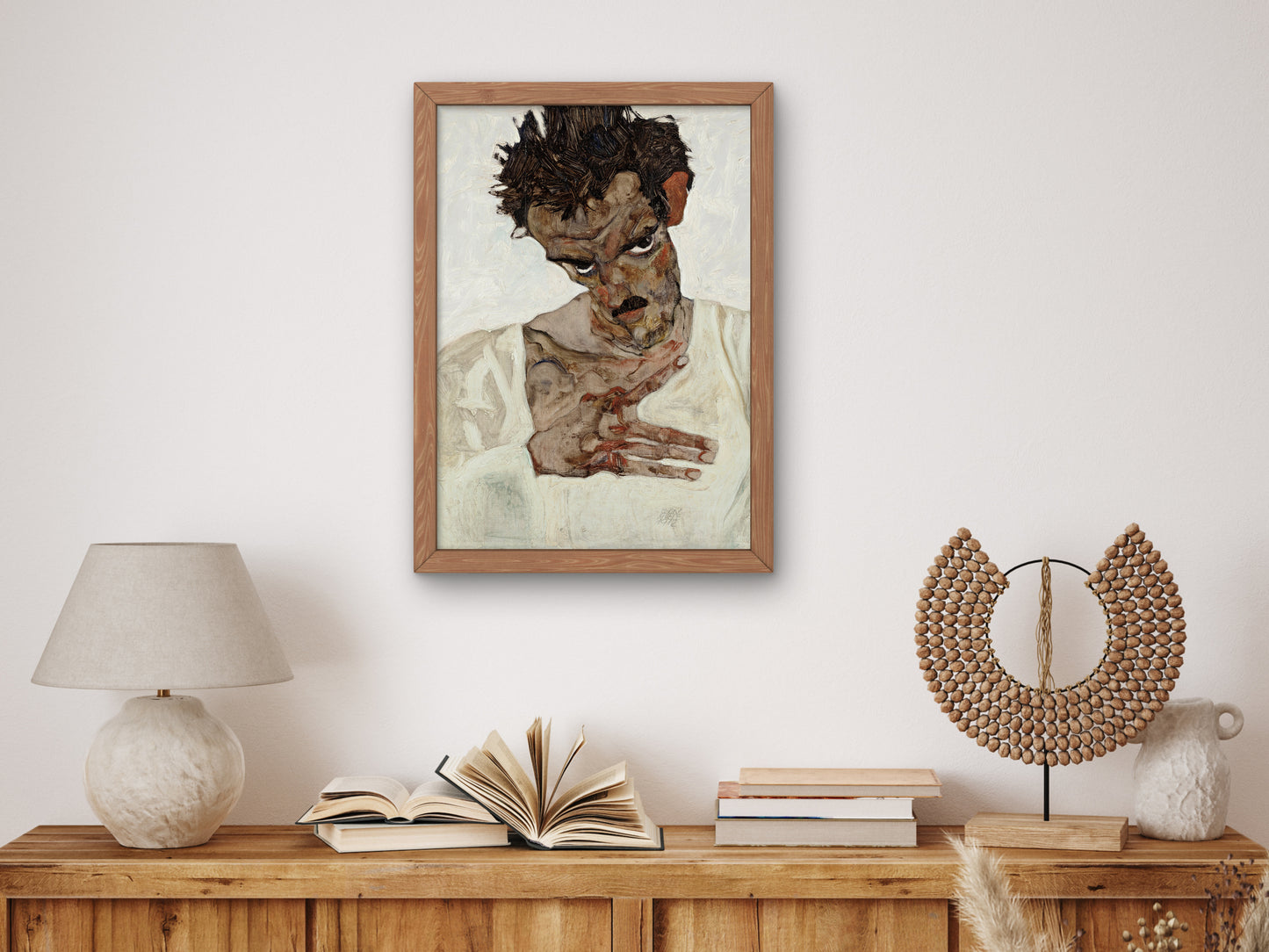 Self Portrait with Lowered Head by Egon Schiele 1912, Wall Art Print, Fine Art Reproduction, Museum Quality Decor, Poster
