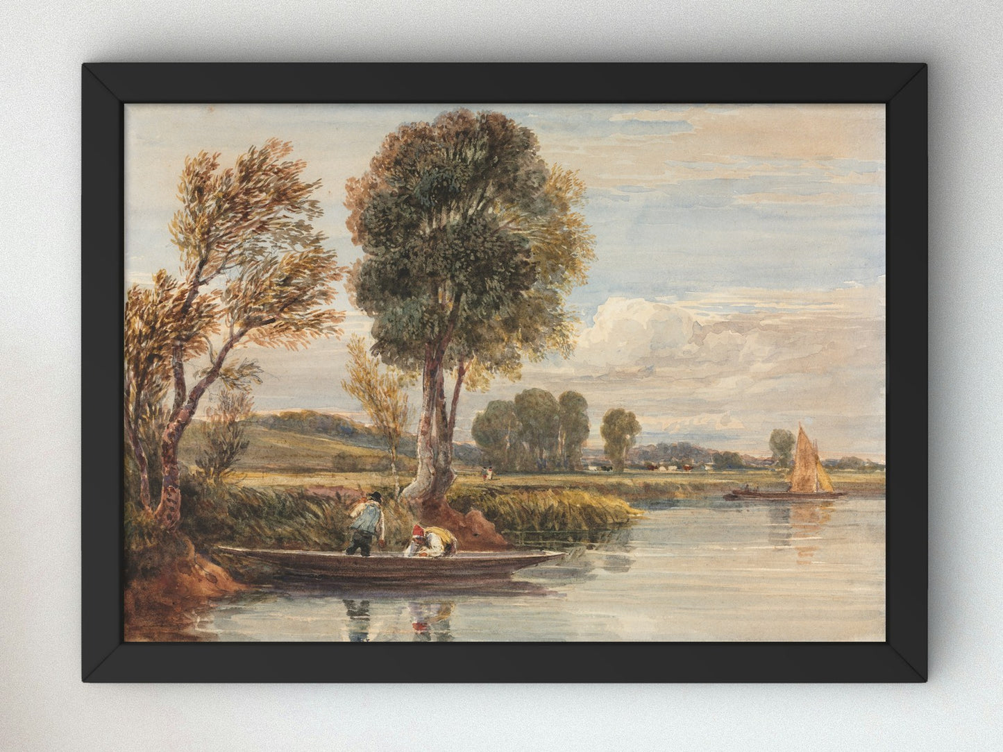 On the Thames by David Cox 1827, Wall Art Print, Fine Art Reproduction, Museum Quality Decor, Poster