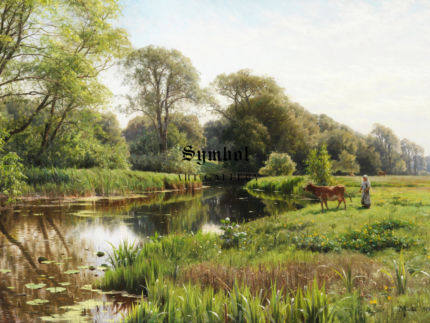By the River by Peder Mørk Mønsted 1908, Wall Art Print, Fine Art Reproduction, Museum Quality Decor, Poster