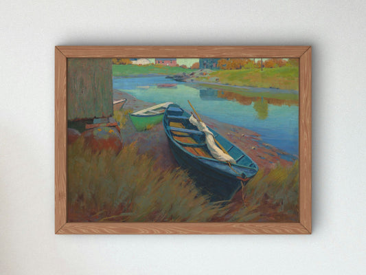 Boats at Rest by Arthur Wesley Dow 1895, Wall Art Print, Fine Art Reproduction, Museum Quality Decor, Poster
