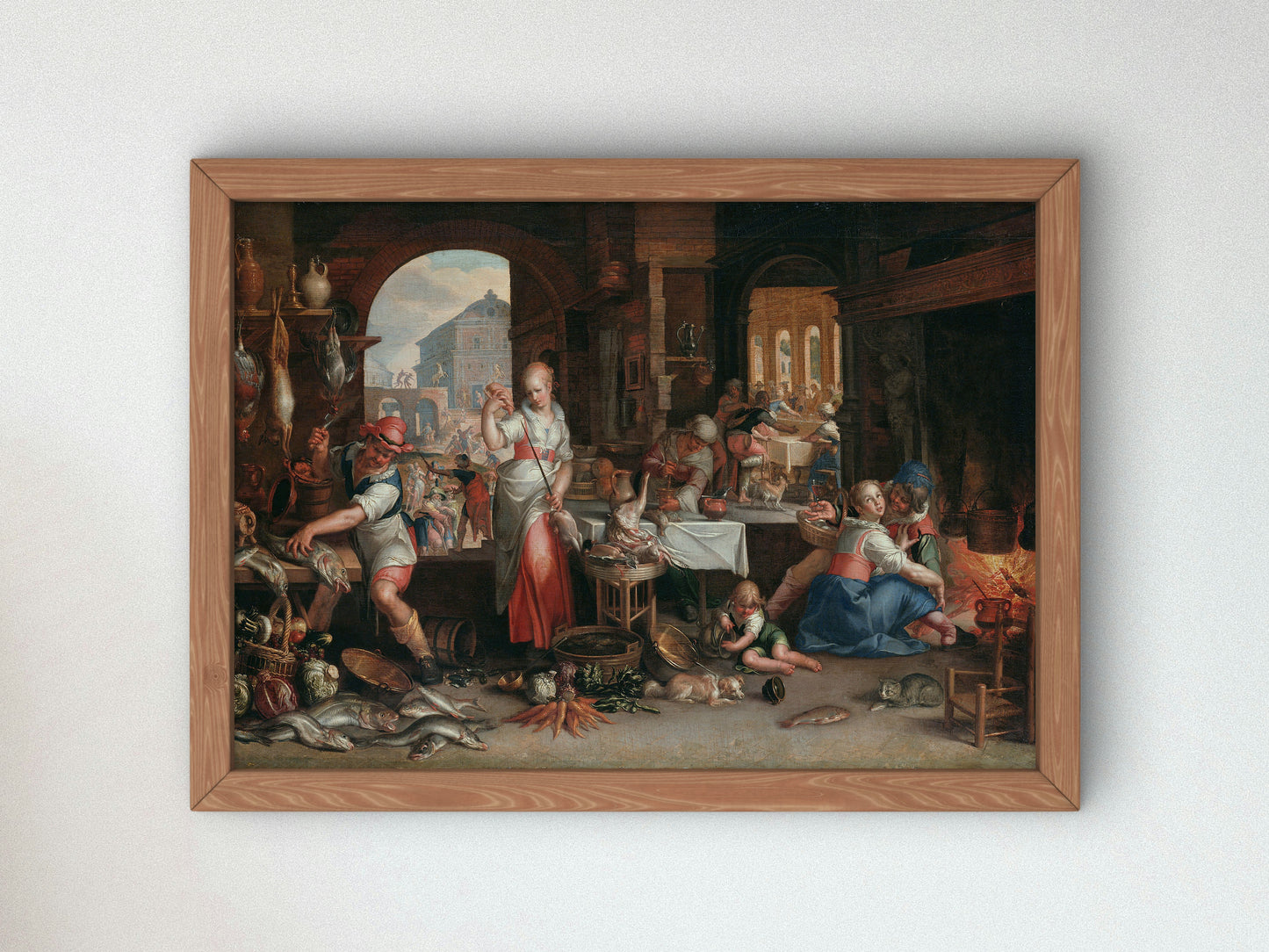 Kitchen Interior with the Parable of the Great Supper by Joachim Wtewael 1605, Wall Art Print, Fine Art Reproduction, Museum Quality Decor