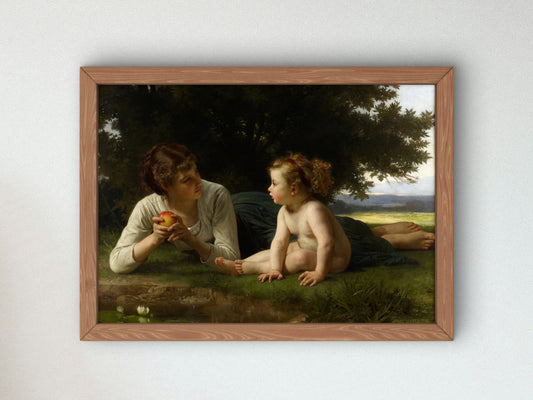 Temptation by William Bouguereau 1880, Wall Art Print, Fine Art Reproduction, Museum Quality Decor, Poster