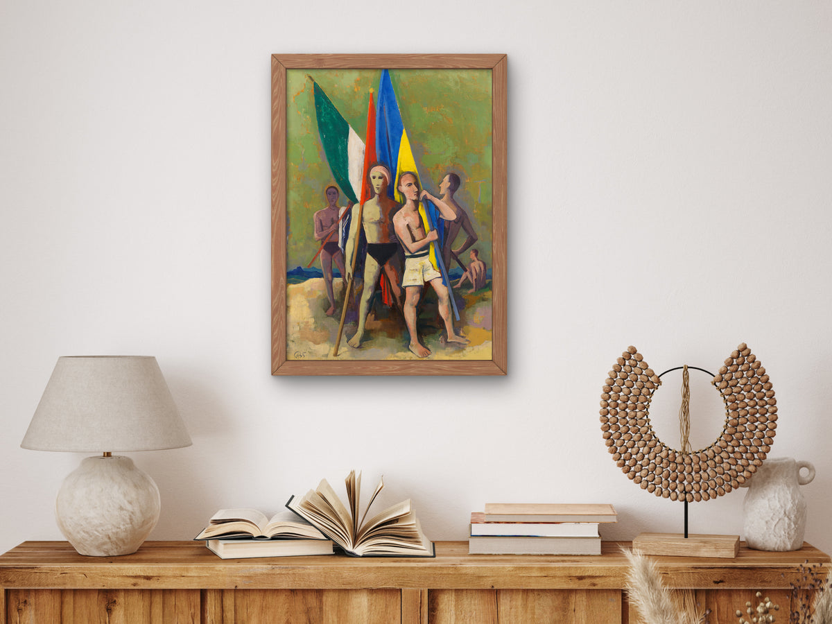Young Men with Flags by Karl Hofer 1935, Wall Art Print, Fine Art Reproduction, Museum Quality Decor, Poster