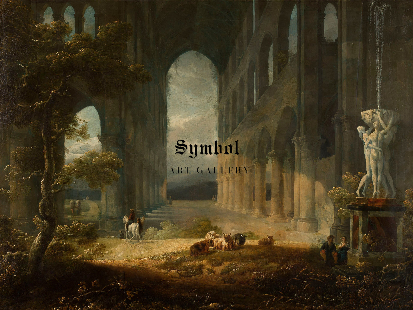 Fantastical Ruins with a Pastoral Scene by Jean François Depelchin 1800, Wall Art Print, Fine Art Reproduction, Museum Quality Decor, Poster