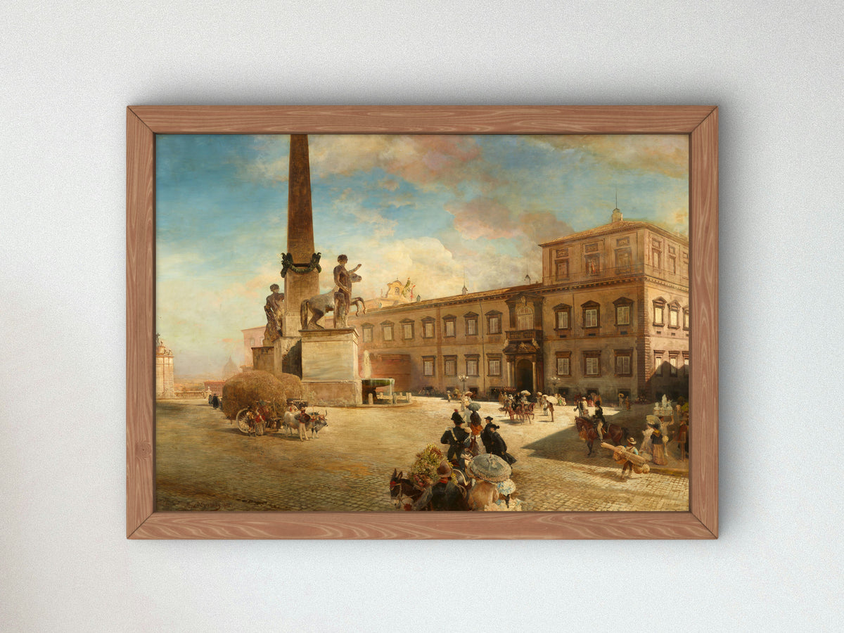 The Quirinal Palace in Rome by Oswald Achenbach 1892, Wall Art Print, Fine Art Reproduction, Museum Quality Decor, Poster