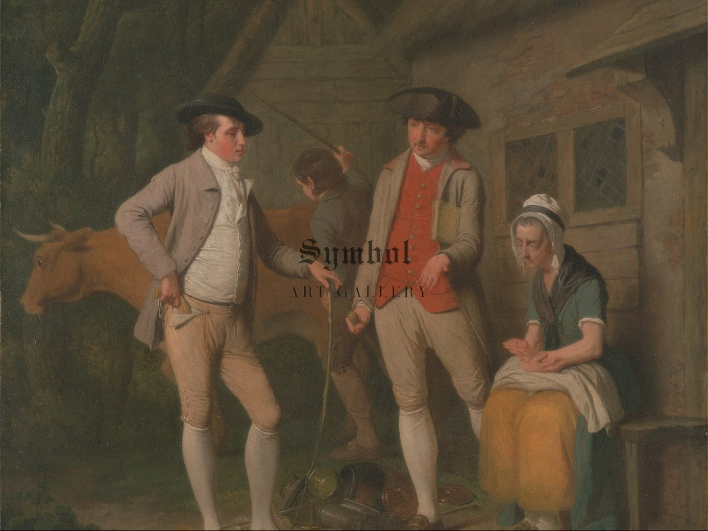 Widow Costard's Cow and Goods Distrained for Taxes are Redeemed by the Generosity of Johnny Pearmain by Edward Penny 1782, Wall Art Print