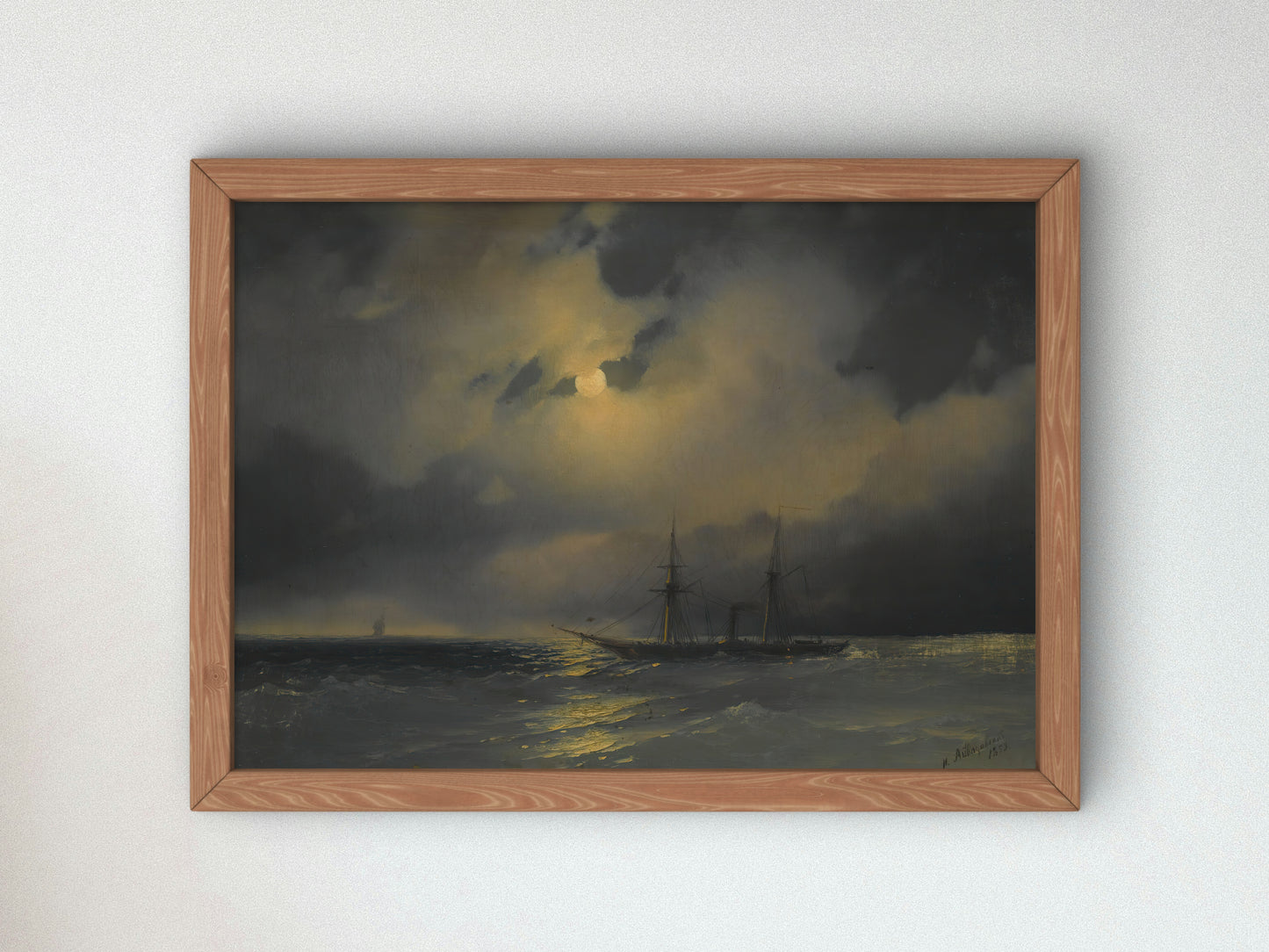 Shipping in Moonlight by Ivan Konstantinovich Aivazovsky 1853, Wall Art Print, Fine Art Reproduction, Museum Quality Decor, Poster