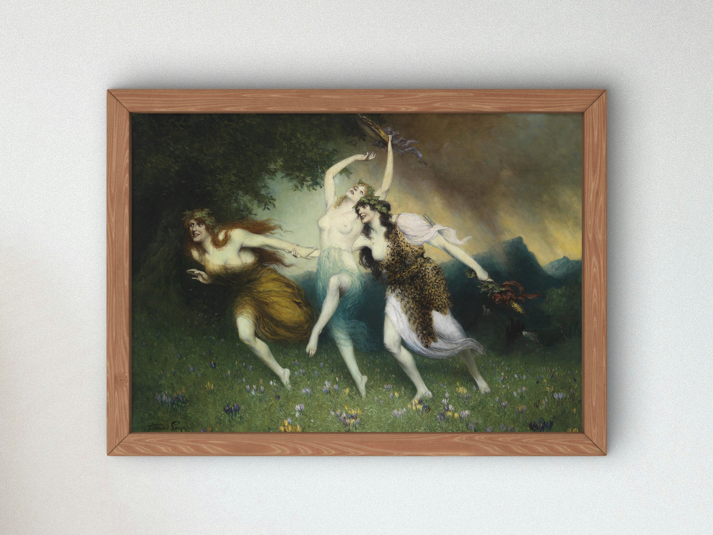 Fleeing Nymphs by Ferdinand Leeke, Wall Art Print, Fine Art Reproduction, Museum Quality Decor, Poster