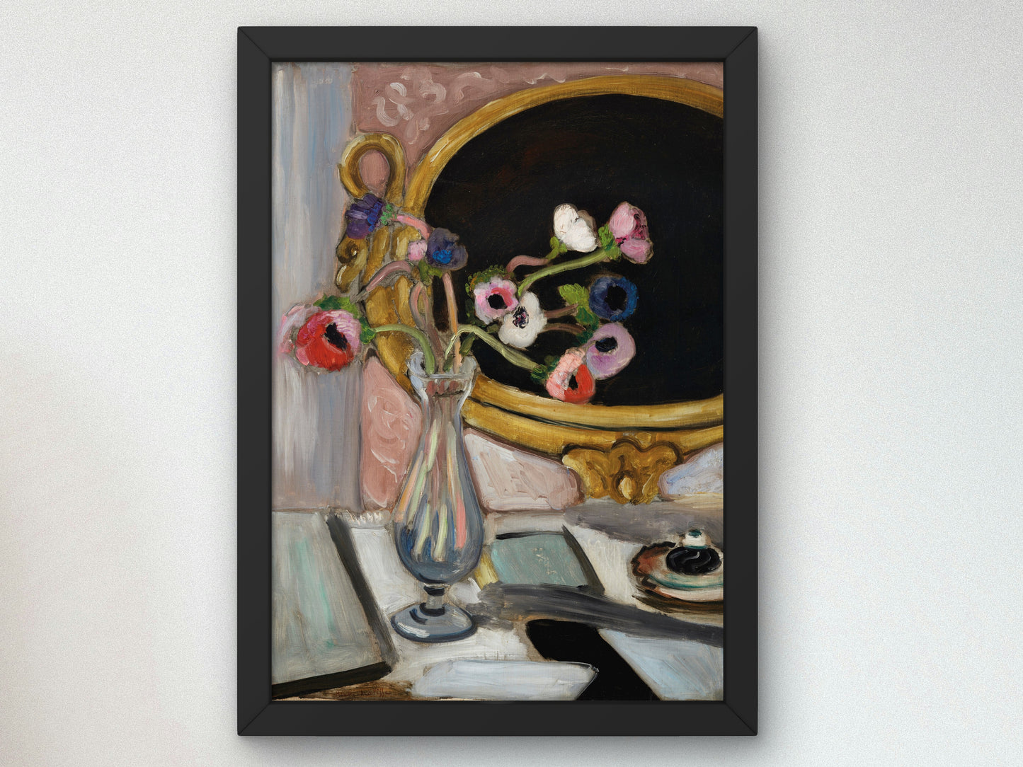 Anemones at the Black Mirror by Henri Matisse 1919, Wall Art Print, Fine Art Reproduction, Museum Quality Decor, Poster