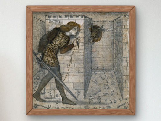 Theseus and the Minotaur in the Labyrinth by Edward Coley Burne Jones 1861, Wall Art Print, Fine Art Reproduction, Museum Quality Decor