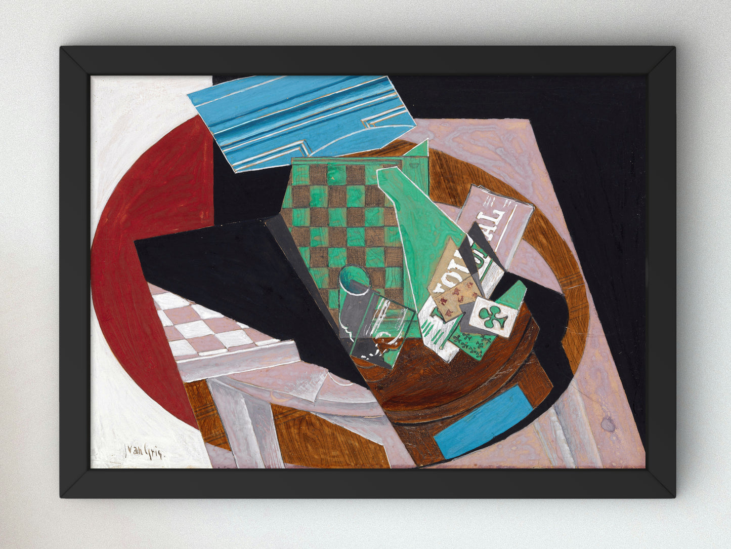 Checkerboard and Playing Cards by Juan Gris 1915, Wall Art Print, Fine Art Reproduction, Museum Quality Decor, Poster