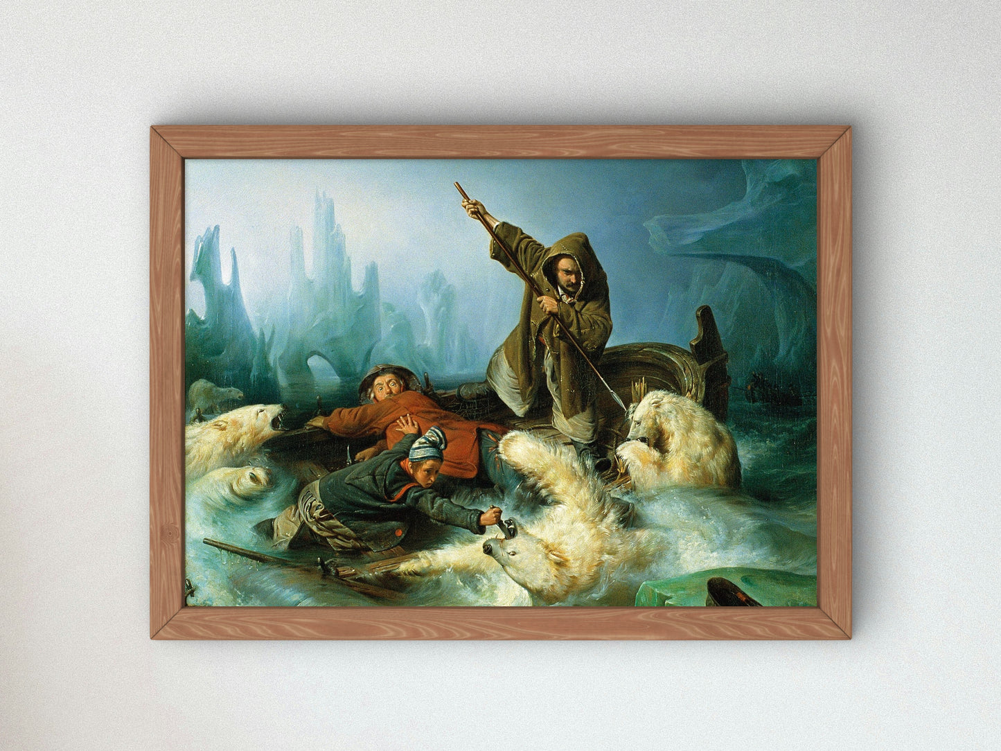 Fighting Polar Bears by Francois Auguste Biard, Wall Art Print, Fine Art Reproduction, Museum Quality Decor, Poster