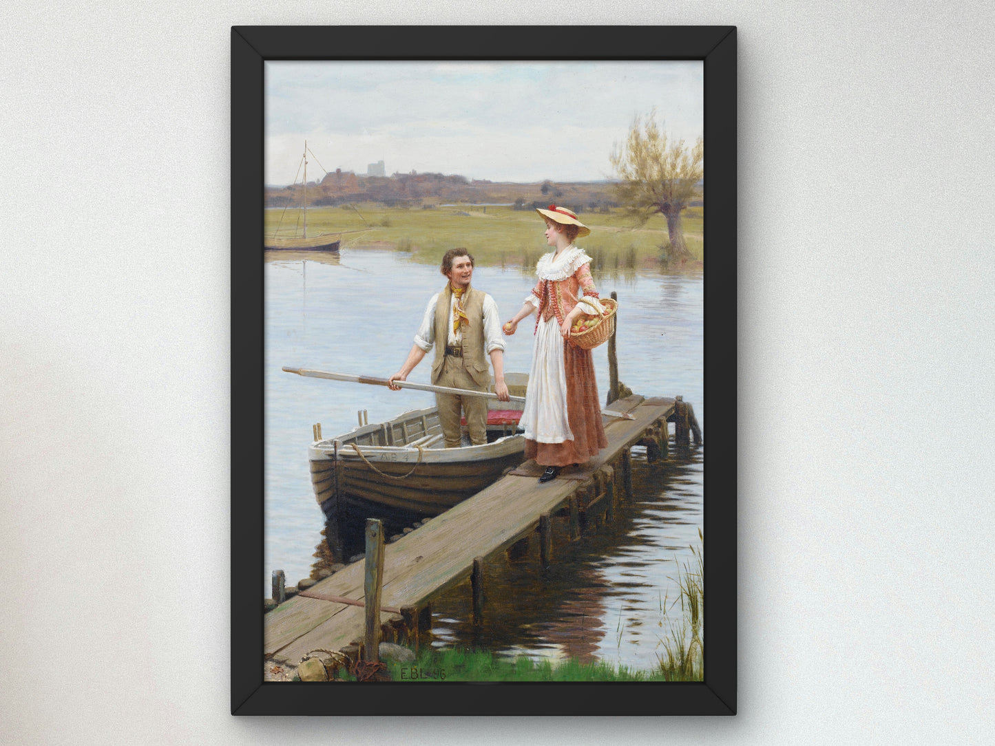 Apple for the Boatman by Edmund Blair Leighton, Wall Art Print, Fine Art Reproduction, Museum Quality Decor, Poster