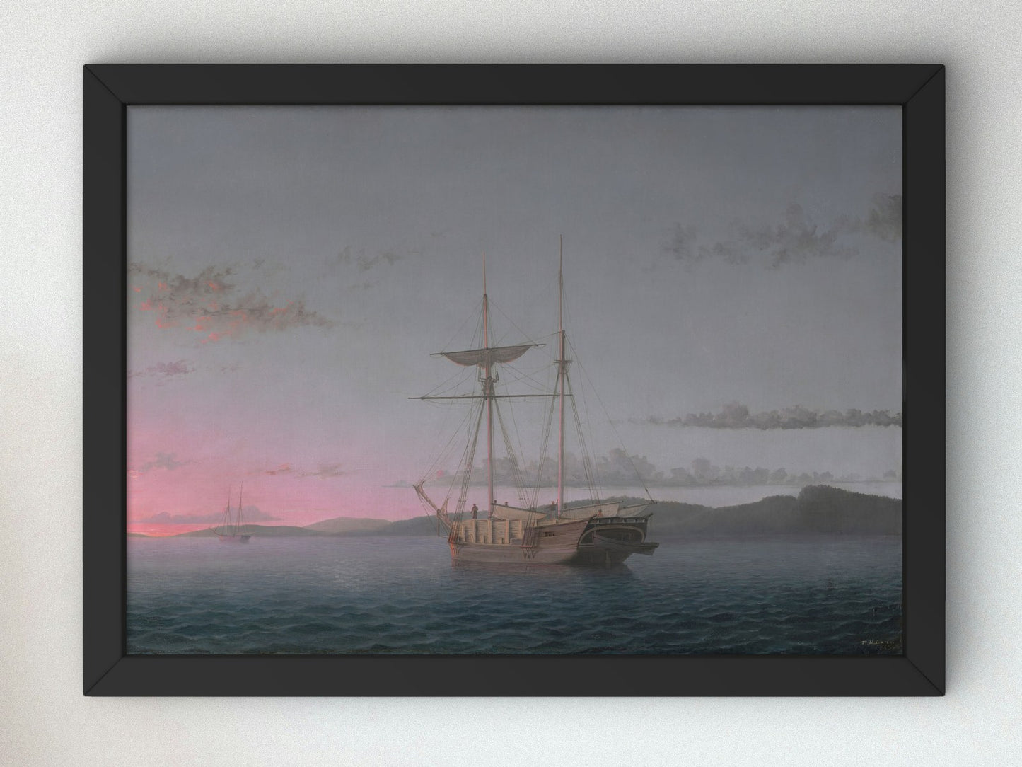 Lumber Schooners at Evening on Penobscot Bay by Fitz Henry Lane 1863, Wall Art Print, Fine Art Reproduction, Museum Quality Decor, Poster