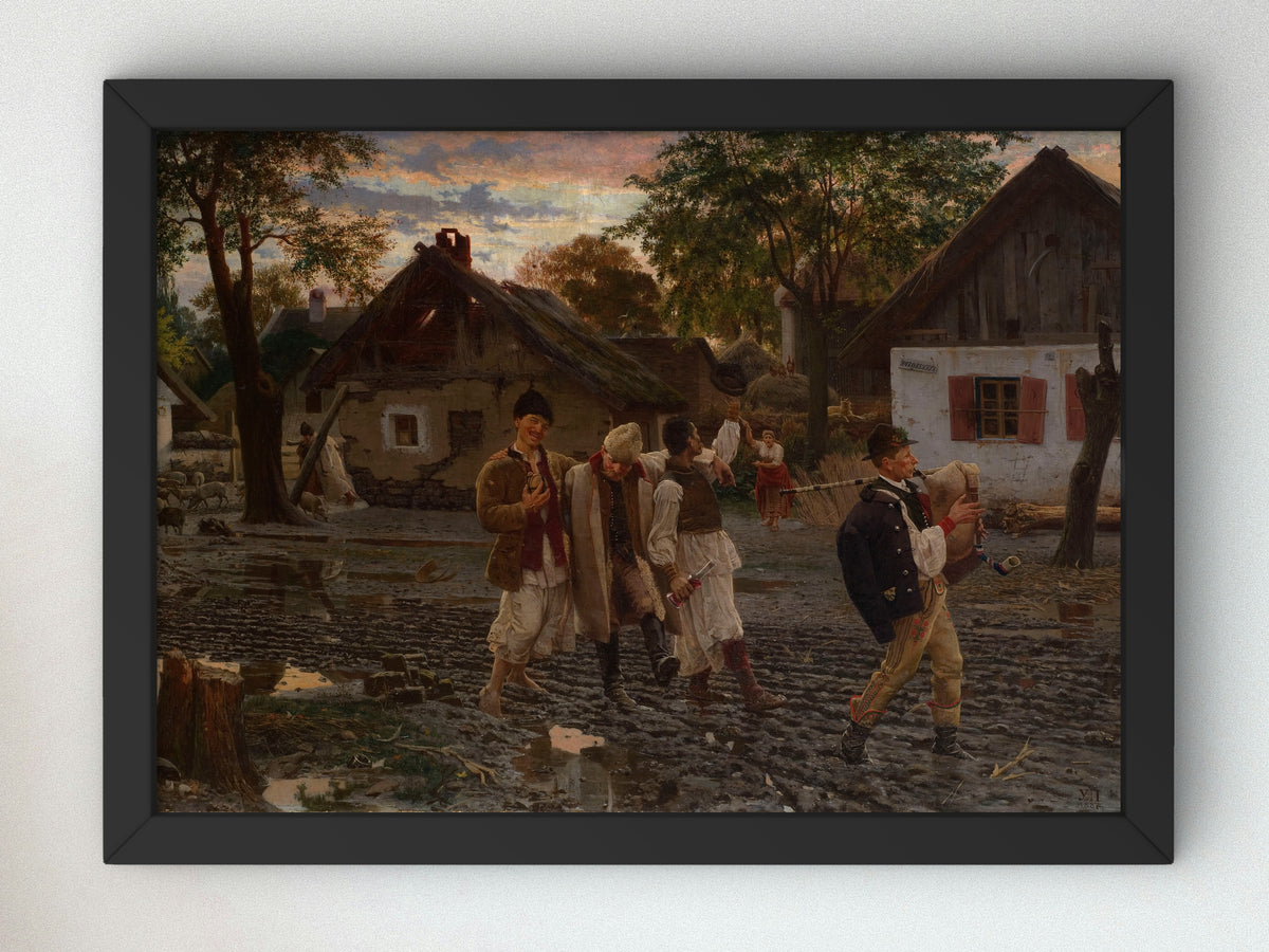 Happy Brothers by Uroš Predić 1887, Wall Art Print, Fine Art Reproduction, Museum Quality Decor, Poster