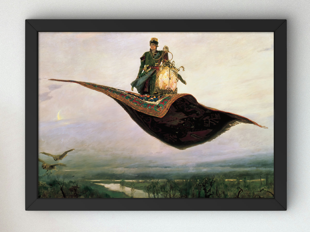 The Flying Carpet by Viktor Mikhailovich Vasnetsov 1880, Wall Art Print, Fine Art Reproduction, Museum Quality Decor, Poster