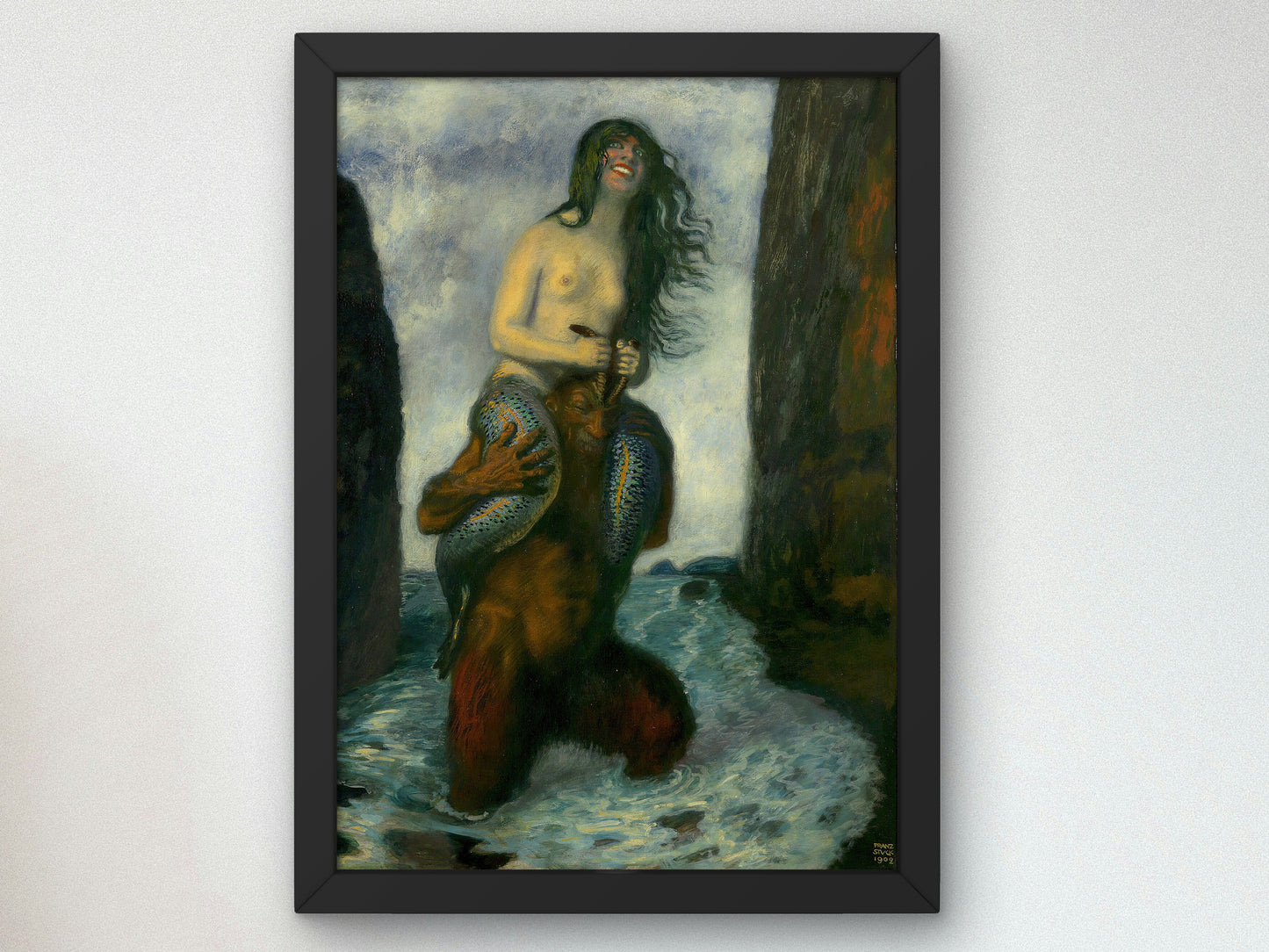 Faun and Nymph by Franz von Stuck 1902, Wall Art Print, Fine Art Reproduction, Museum Quality Decor, Poster