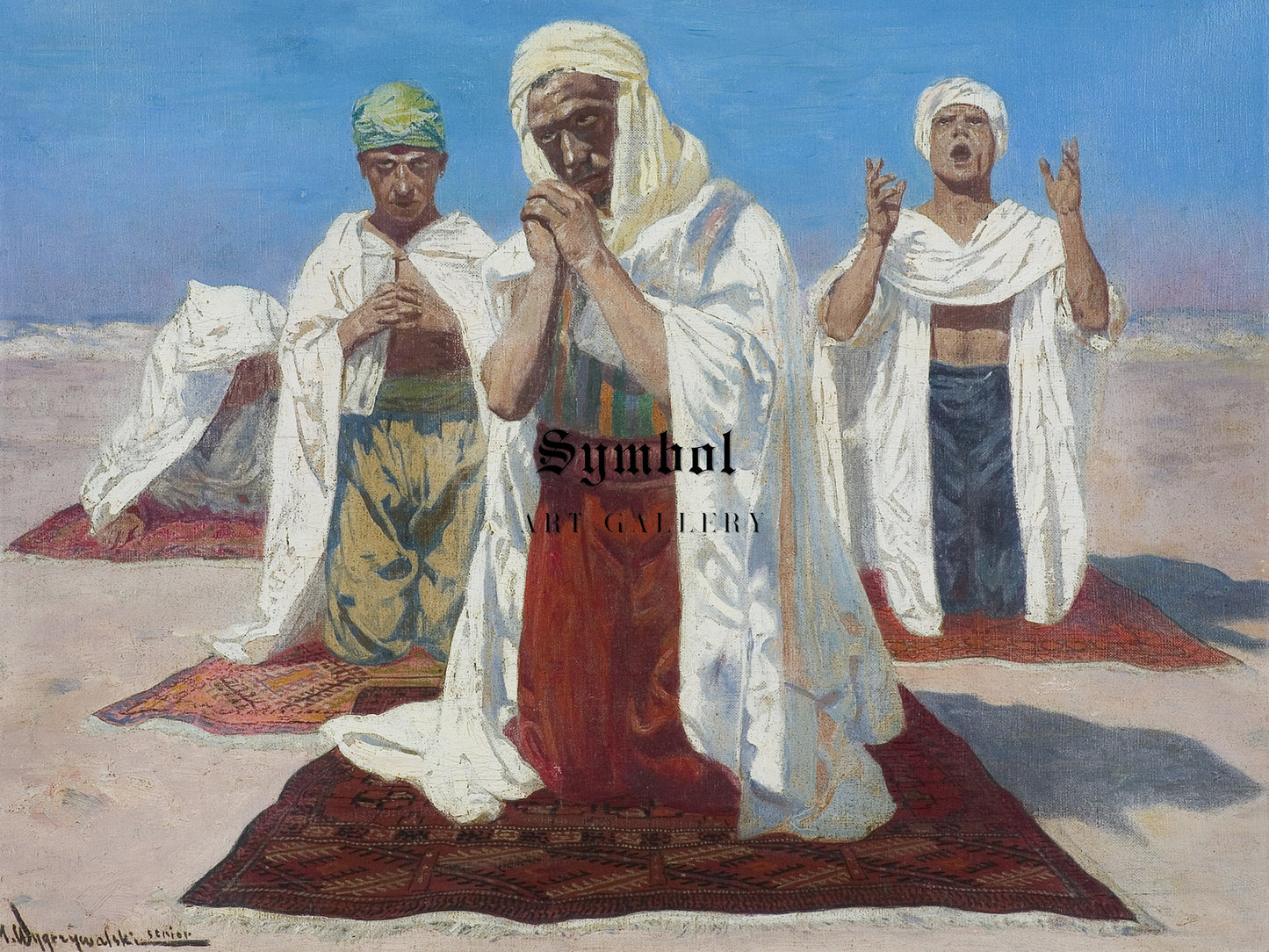 Prayer in the Desert by Feliks Michał Wygrzywalski, Wall Art Print, Fine Art Reproduction, Museum Quality Decor, Poster