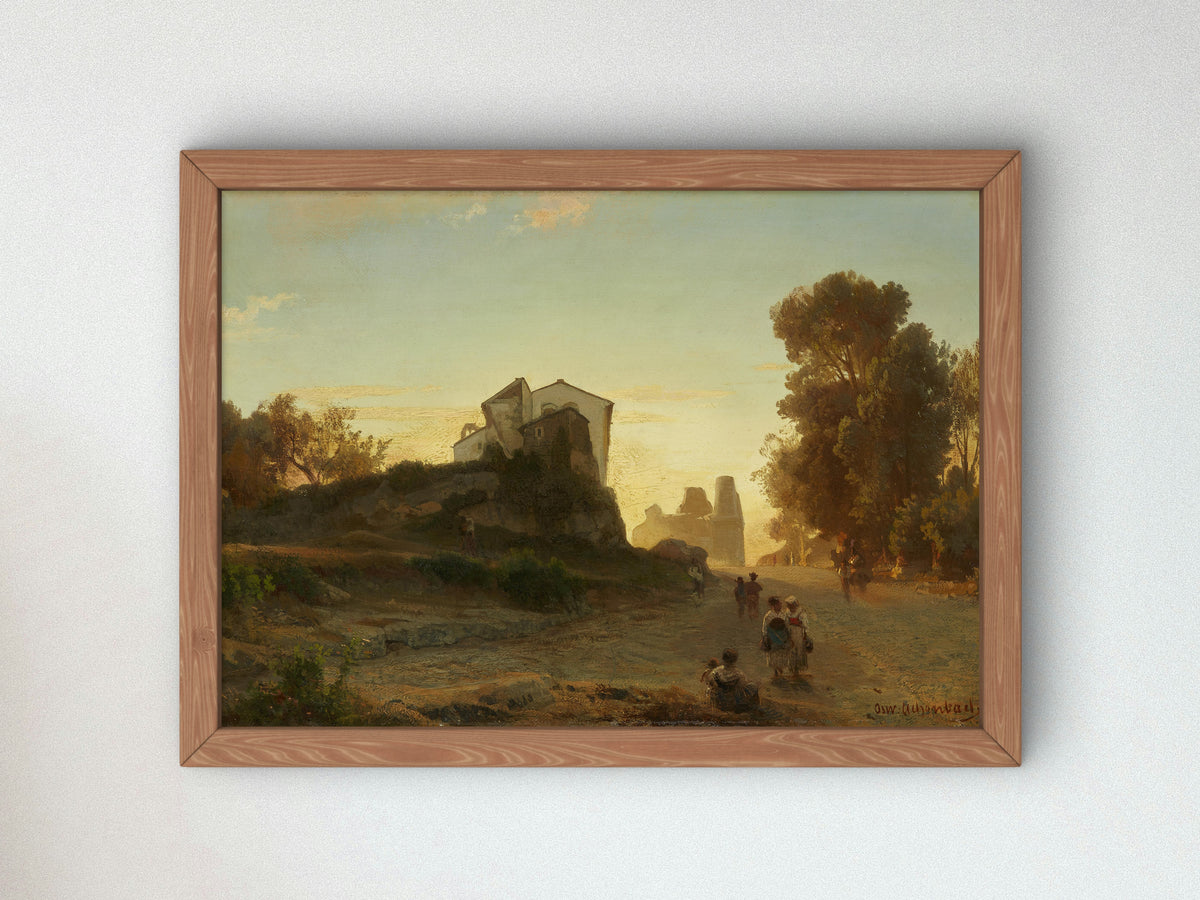 Roman Road in the Evening Light by Oswald Achenbach, Wall Art Print, Fine Art Reproduction, Museum Quality Decor, Poster