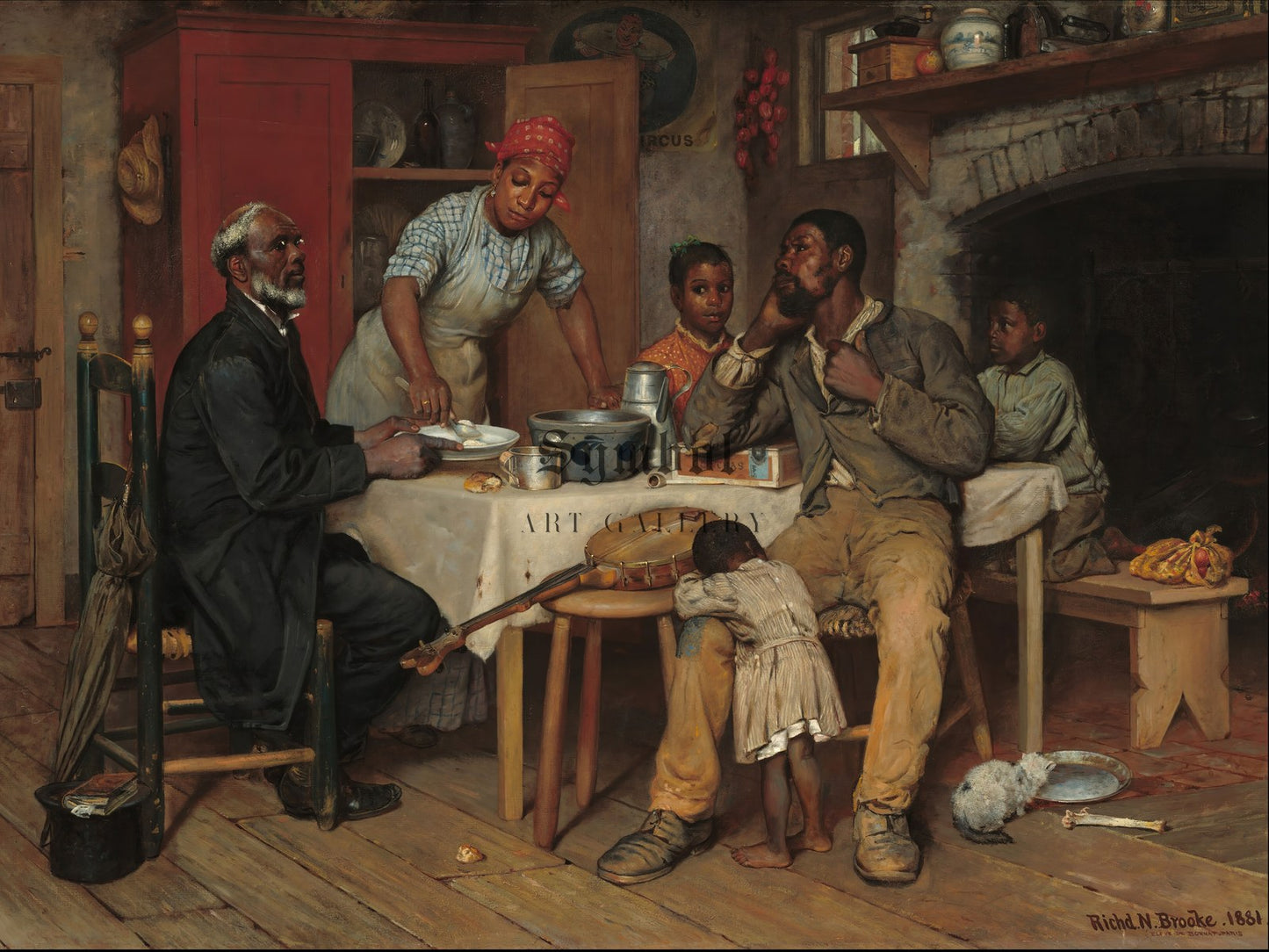 A Pastoral Visit by Richard Norris Brooke 1881, Wall Art Print, Fine Art Reproduction, Museum Quality Decor, Poster