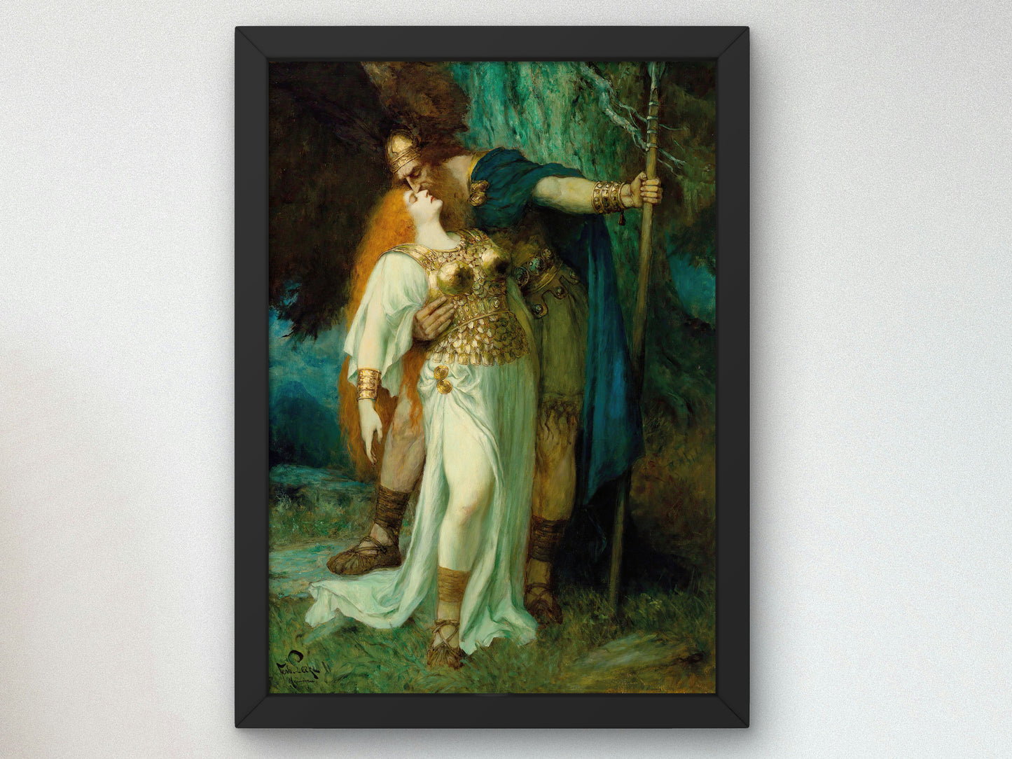 Wotan's Farewell to Brunhilde by Ferdinand Leeke, Wall Art Print, Fine Art Reproduction, Museum Quality Decor, Poster
