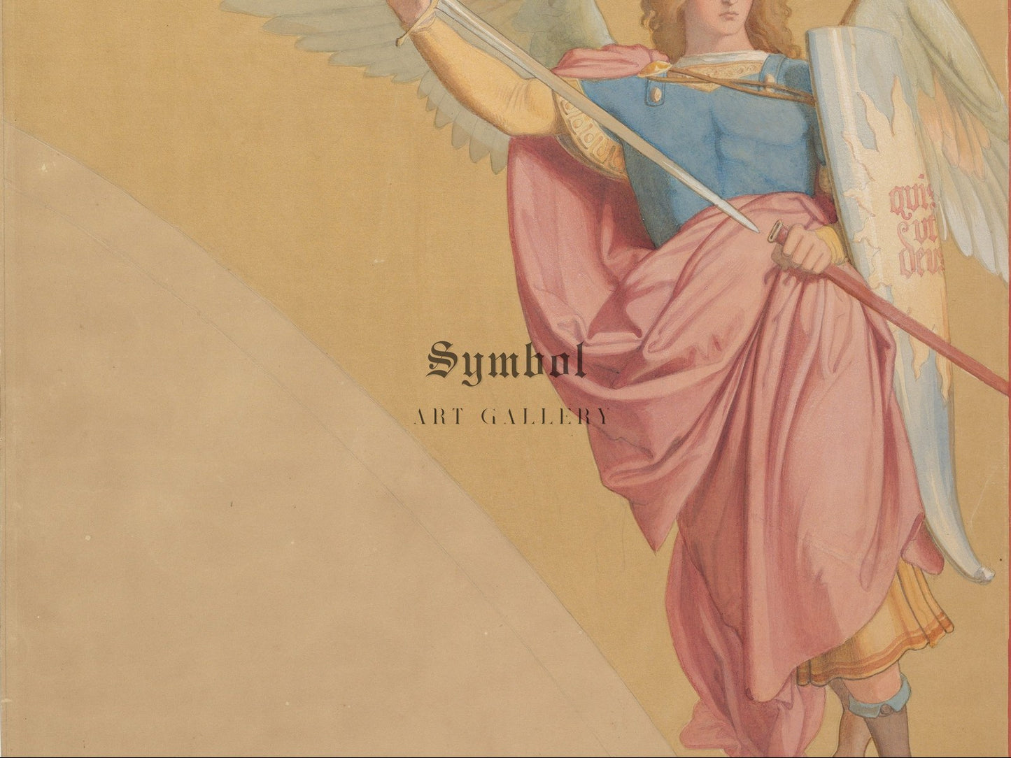 Archangel Drawing a Sword by Edward von Steinle 1825, Wall Art Print, Fine Art Reproduction, Museum Quality Decor, Poster