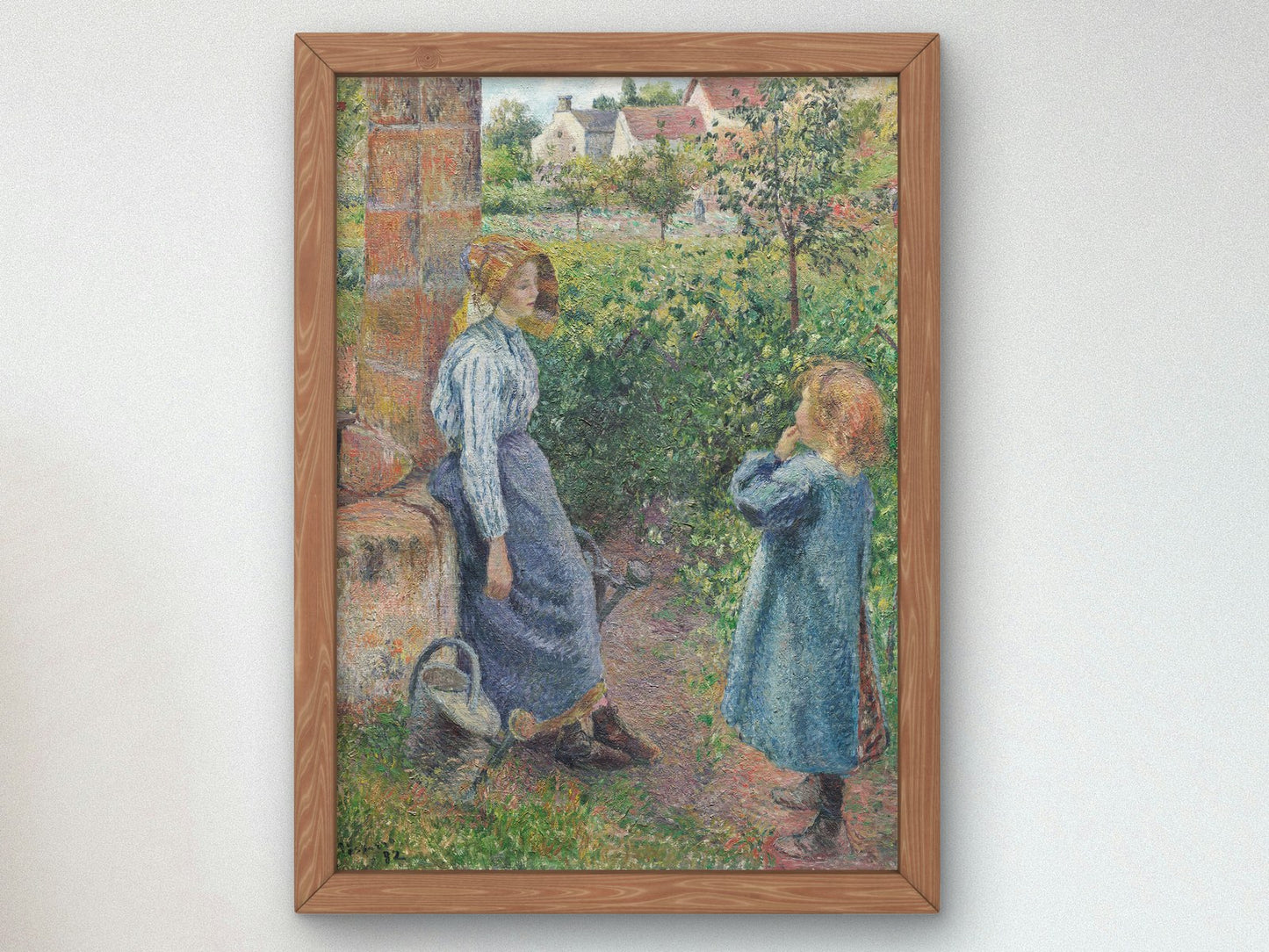Woman and Child at the Well by Camille Pissarro 1882, Wall Art Print, Fine Art Reproduction, Museum Quality Decor, Poster