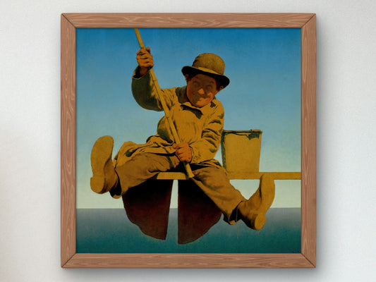 Fisherman on Pier by Maxfield Parrish 1921, Wall Art Print, Fine Art Reproduction, Museum Quality Decor, Poster