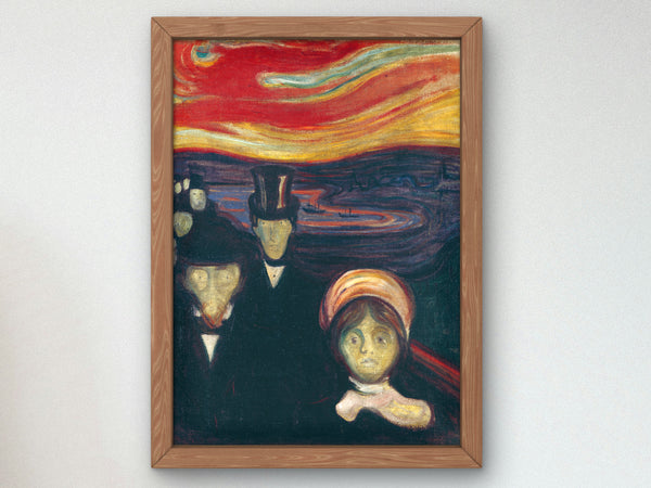 Anxiety by Edvard Munch 1894, Museum Quality Oil Painting, Modern Art home decor, wall art Print Poster